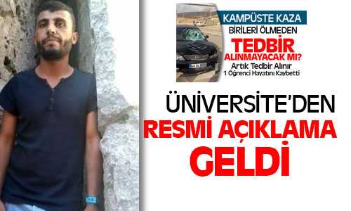 Kazayla İlgili Üniversite’den Açıklama Geldi