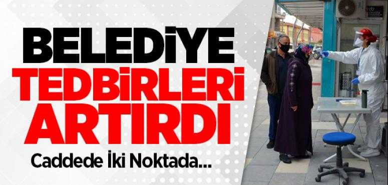 Sorgun Belediyesi Caddede vatandaşları ateşini ölçüyor